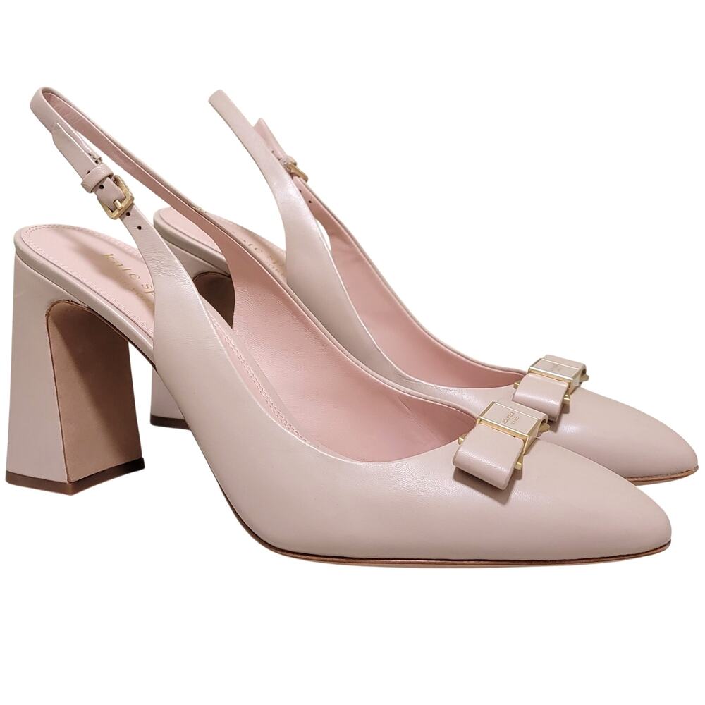 Kate Spade Women Bowdie Slingback Pointed Toe Bow Heels Size US 11B Pale Vellum